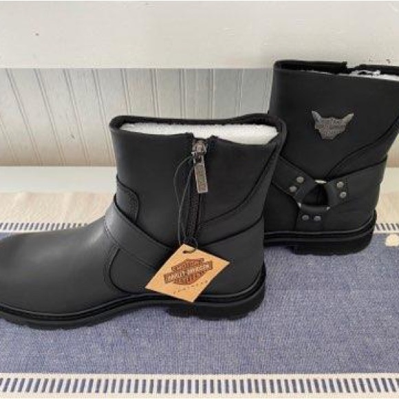 NEW Harley Davidson black leather Rambert Harness moto biker riding boots mens - Picture 5 of 10